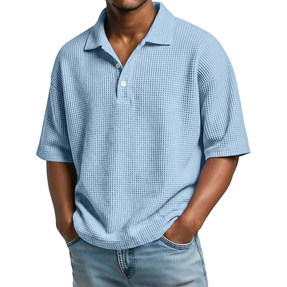 Популярная мужская однотонная повседневная футболка с лацканами Hot-selling Mens Solid-color Casual Lapel T-shirt