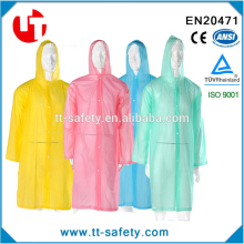 adult portable long size hooded clear reusable raincoat clear pvc raincoat