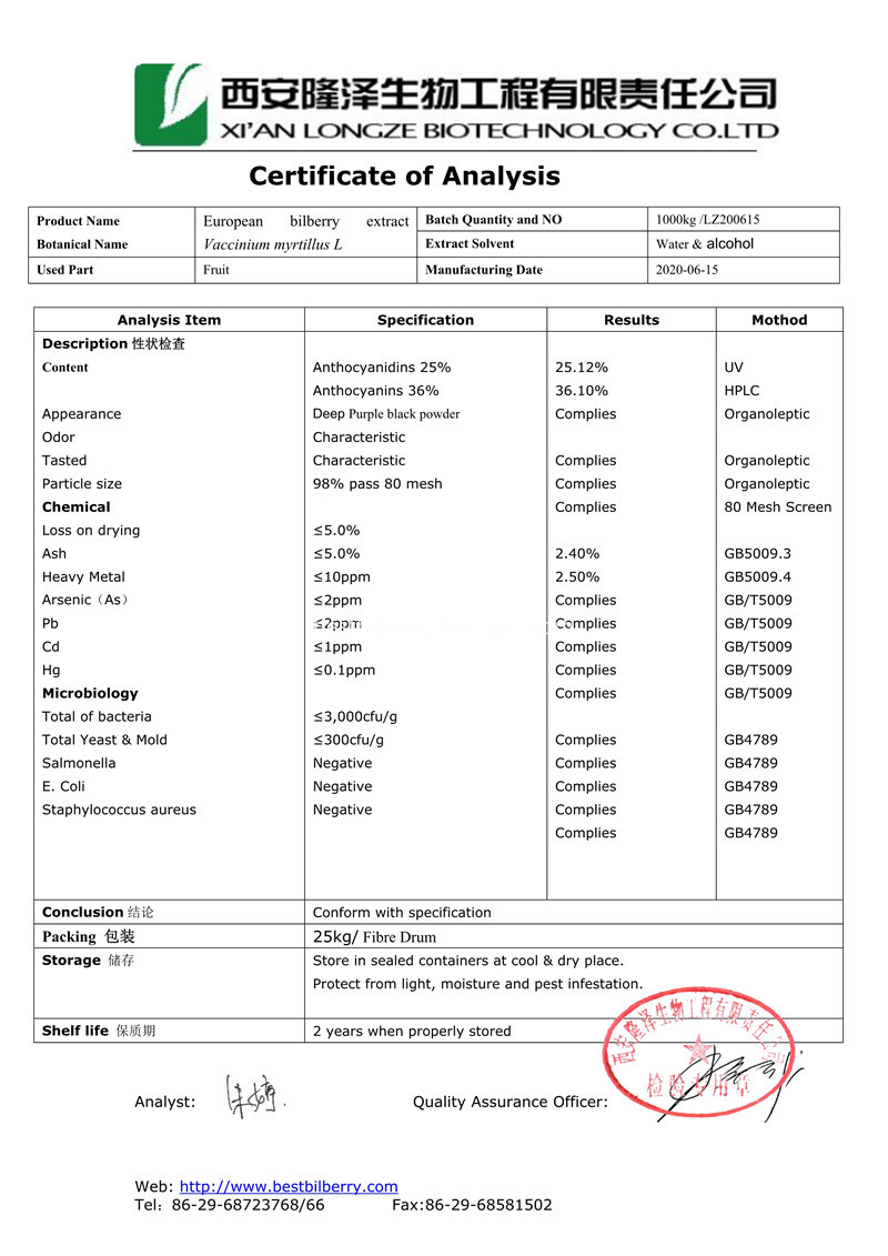 COA-European bilberry extract Anthocyanidins 25%_5657_1