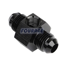 Aluminum AN Male to AN Male Flare Union Coupler with 1/8'' NPT Gauge Pressure Side Port