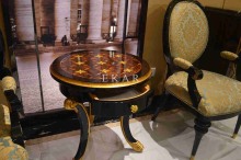 Antique round wooden side table for sofa