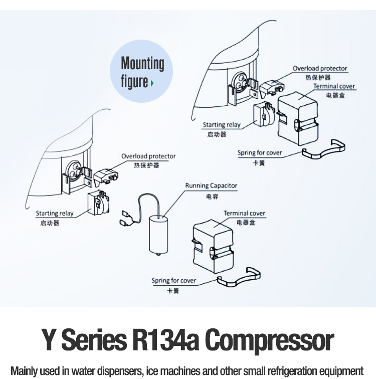 R134a QD36LW 1/9HP Water Dispenser Compressor