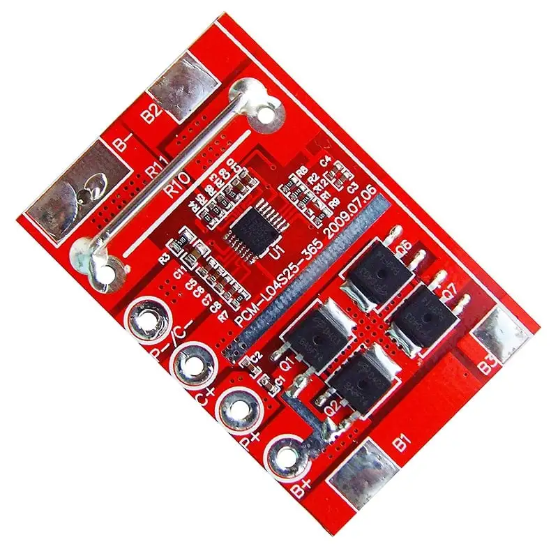 4s 8A PCM BMS for 14.4V 14.8V Li-ion/Lithium/ Li-Polymer 12V 12.8V LiFePO4 Battery Pack Size L60*W40*T5mm (PCM-L04S25-365)