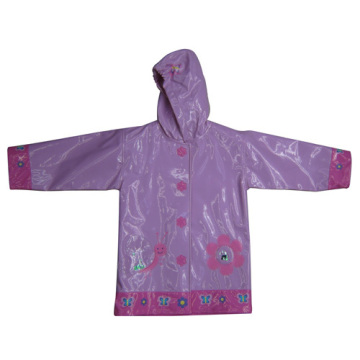 kids childrens hooded pu raincoats