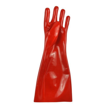 Red PVC coated gloves cotton linning 18''