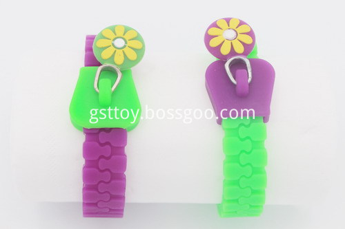 Flower Charmed Zipper Band Bracelets-3