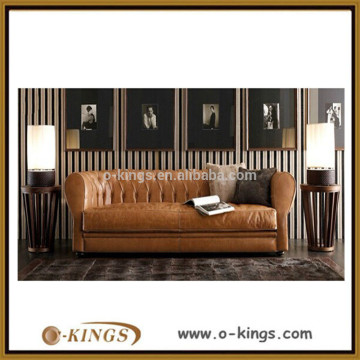 long yellow leather sofa for living room