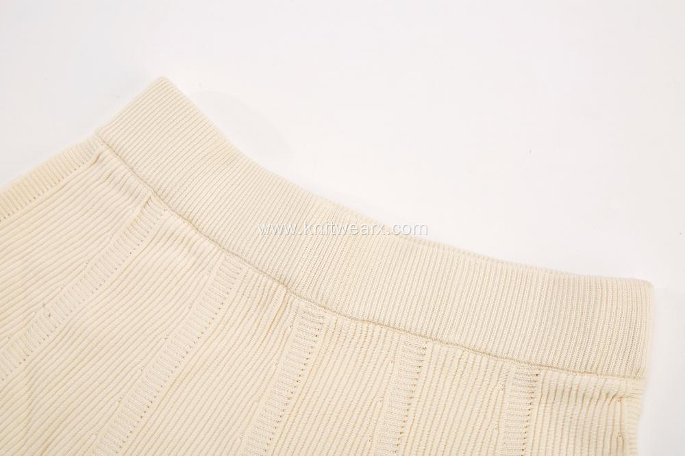 Women's Knitted Elastic Waist Pleated Wide Skirt