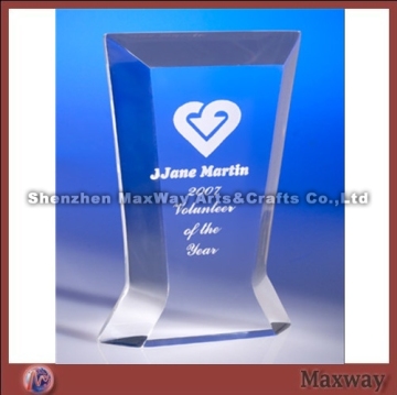 Transparent blue corporate acrylic trophy/award/present