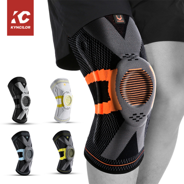 Compression Knitted Knee Brace with Silicone Patella Support and Hinge Stabilizer