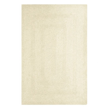 white ivory beige colour natural wool braided carpet