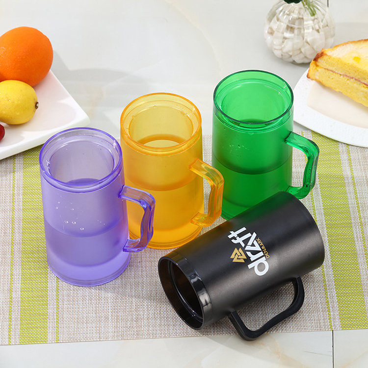 Sturdy Durable Plastic Beer Freezer Mugs, Cups, Double Wall Insulated Freezer Tumbler, Perfectly Cooling Glasses Mugs for Beer