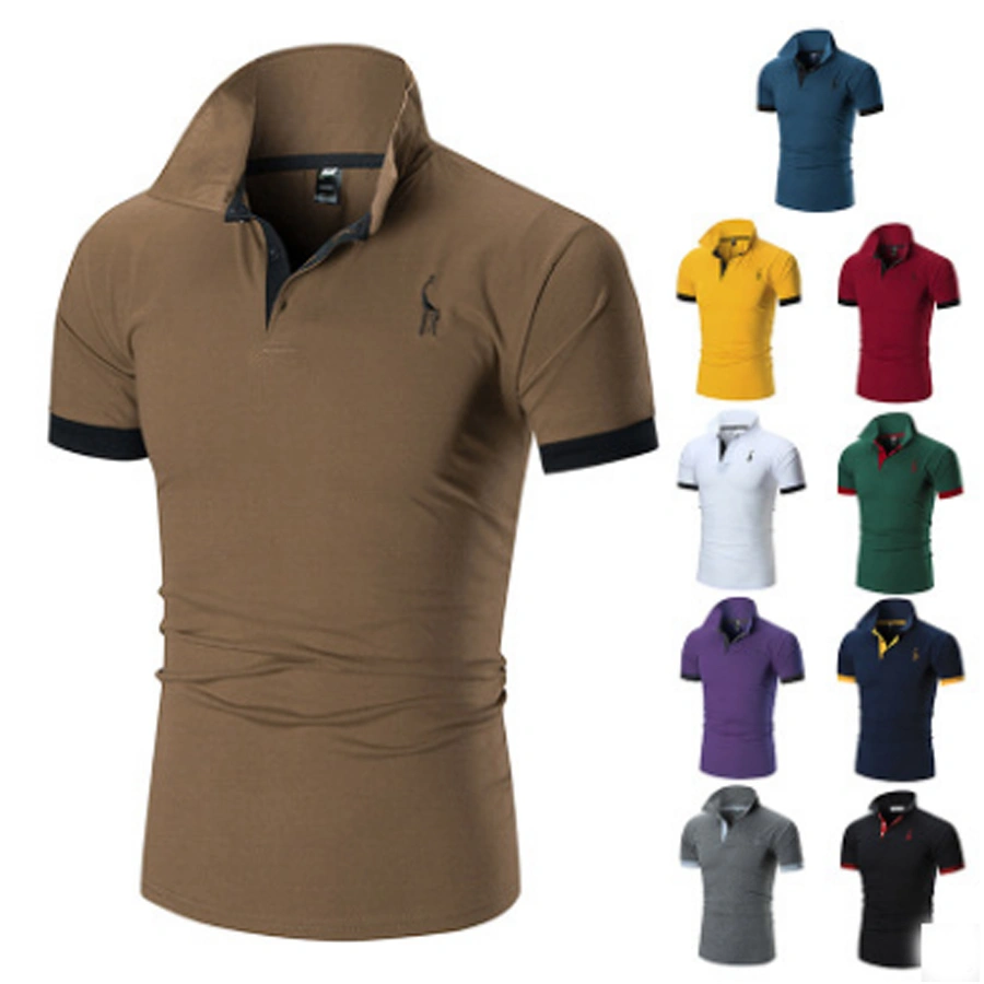 Men's Short Sleeve Polo Shirts Giraffe Contrasting Colors Golf Tennis T-Shirt