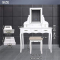 LED Drawers Makeup Dressing Table with Cushioned Stool