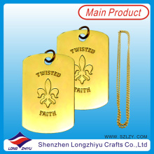 UK 3D Gold Plated Military Dog Tags with Necklace (LZY00135)