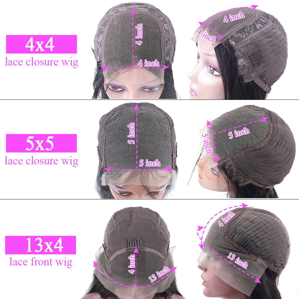 Wholesale 5x5 Closure 180% Density Natural Color Small Bleached Knots Transparent Lace Wigs