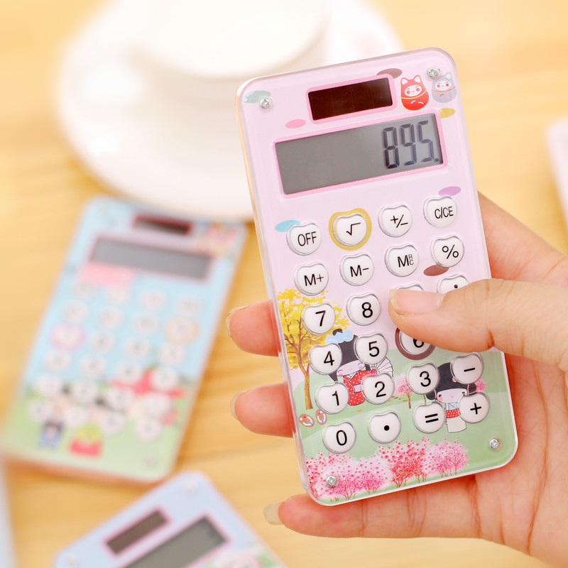 Portable 8 digit solar calculator mini student battery calculator with rubber key colorful cheap promotional