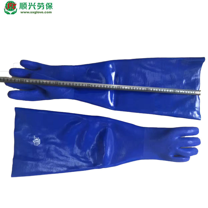 Bule PVC Handschuhe Sand Finish Interlock Liner 23 &quot;