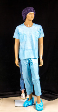 Spunlace Material Scrub Suit Bule Color