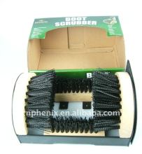 Utility boot and shoe brush&scraper with folding step