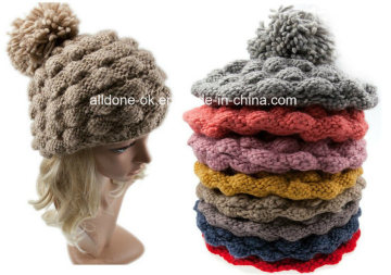 Factory Hand Knit Wool Hat Louchy Pineapple Beanie Hat Cap