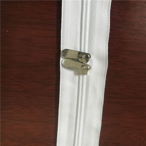 White 2 way nylon zippers for merchandise