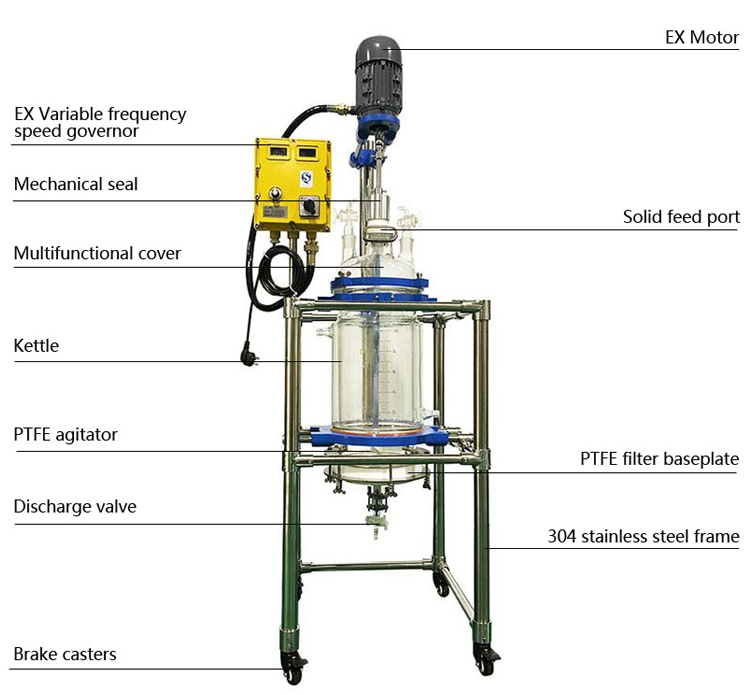 High Quality Glass Chemical Reactor Single Layer For Extraction