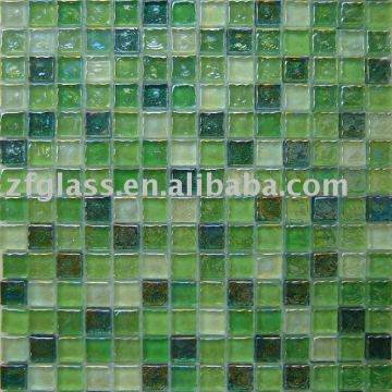 green iridescent glass mosaics