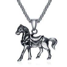Fashion cheap titanium horse pendant necklace making