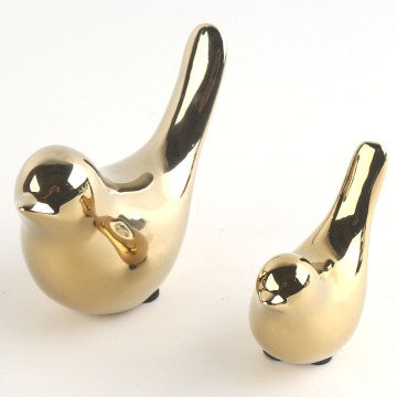 Gold Bird Ceramic Porcelain Home Decor Ornament - Elegant and Graceful Luxury