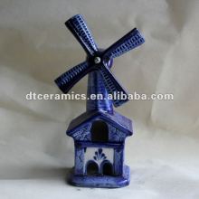 blue ceramic windmill
