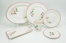 Embossed porcelain dinner set with decal color rim
