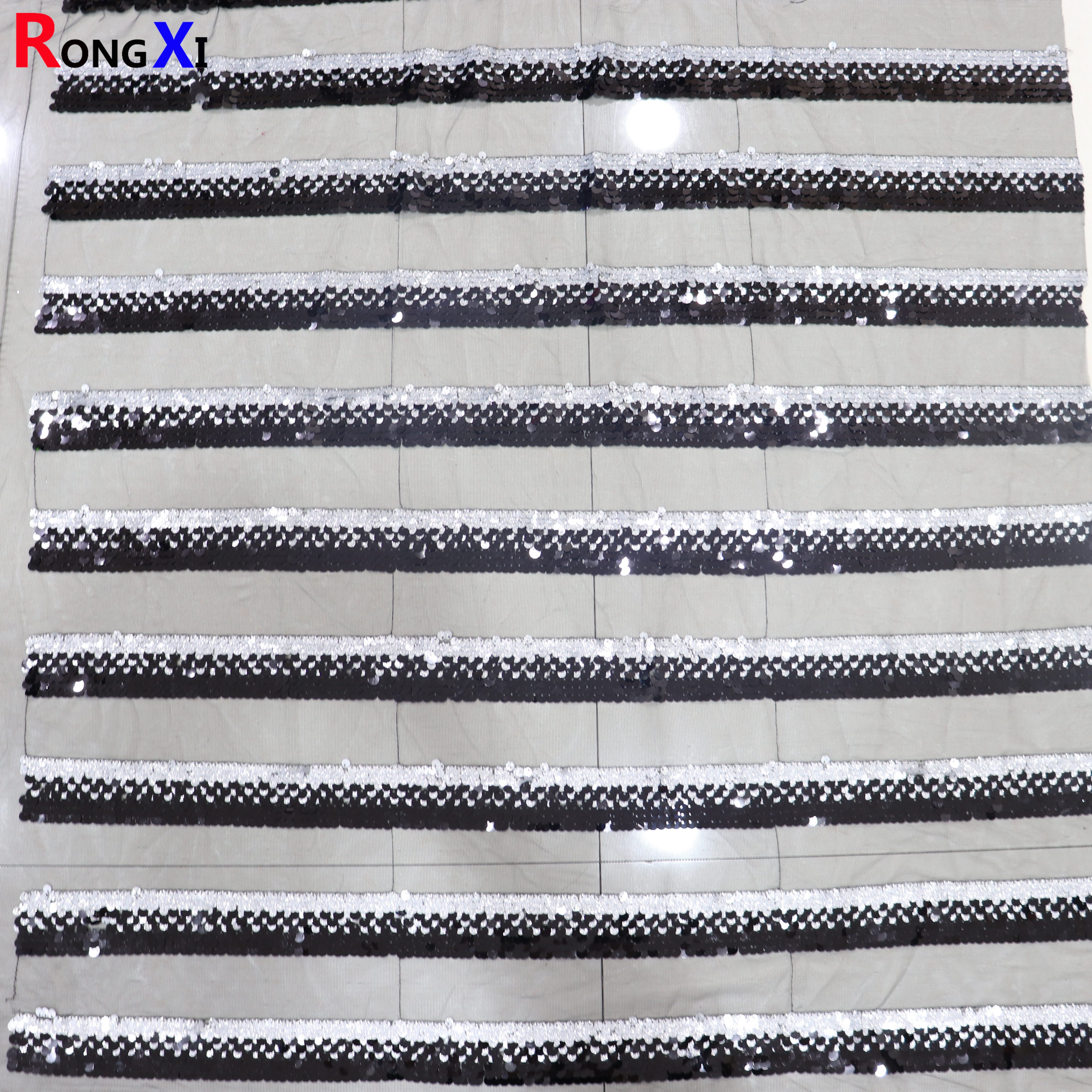 RXF1135 Hot Selling Rhinestone Sequin Fabric With Low Price