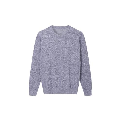 Pullover da uomo in cotone/nylon con scollo a V slim fit lavorato a maglia