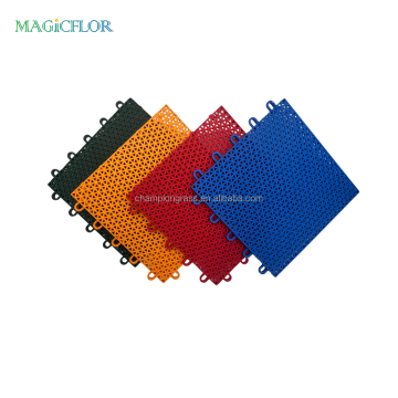 Interlocking Plastic Tiles for Playgrounds and Sports Floors