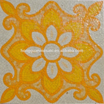 Ice crackle glass mosaic tile gold leaf glass mosaic tile flower pattern mosaic tile