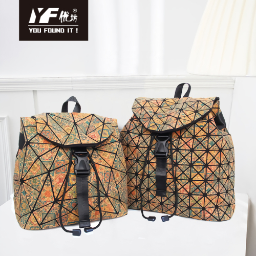 Backpack geometrici di viaggio vegano di legno personalizzato per viaggi geometrici con borse per lo studente borse da viaggio per studente