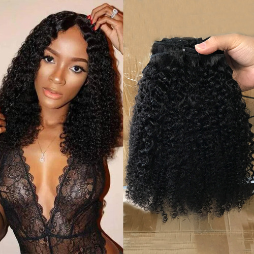 wholesale cheap hair extension clip-ins, 140g 8pcs afro curly hair extensions human hair, indian curly hair raw unprocessed 100%