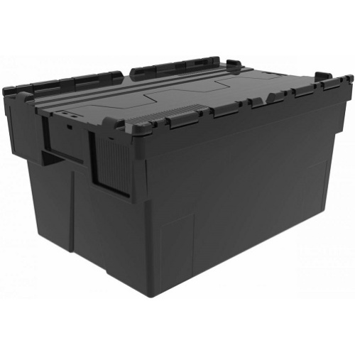 Hinged Lid Moving Turnover Box Reusable Plastic Crate