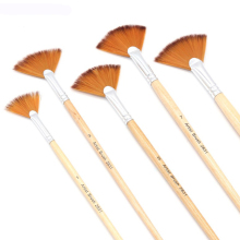 5Pcs Artist Paint Brushes Set: Nylon Hair Fan-Shaped Short Wood Handles for Painting & Drawing