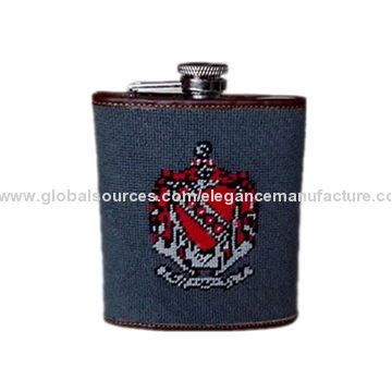 Needlepoint Liquor Hip Flasks, Various Designs are Available