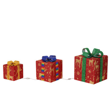 Lighted Gift Boxes Christmas Decorations Snowflake Present Boxes