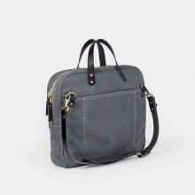 Waterproof Waxed Canvas Briefcase With Leather Trim