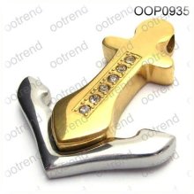 Fashion cubic zircon gold filled stainless steel anchor pendant for teens ,save teens pendants