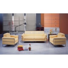 European style yellow leather office sofa IG126