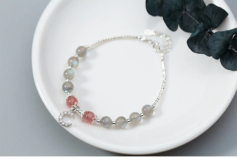 S925 Silver-Encrusted Moonstone Bracelet