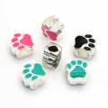 12MM Plated Black Enamel Bear's Paw Charm Bear Paw Footprint Beads Bear Paw Big Hole Beads Charms Fit European Bracelet