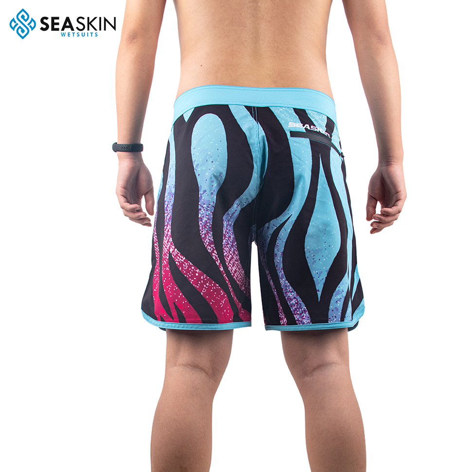 Seaskin Mens Custom Summer Elastic Taont Polyester Swim Beach Shorts