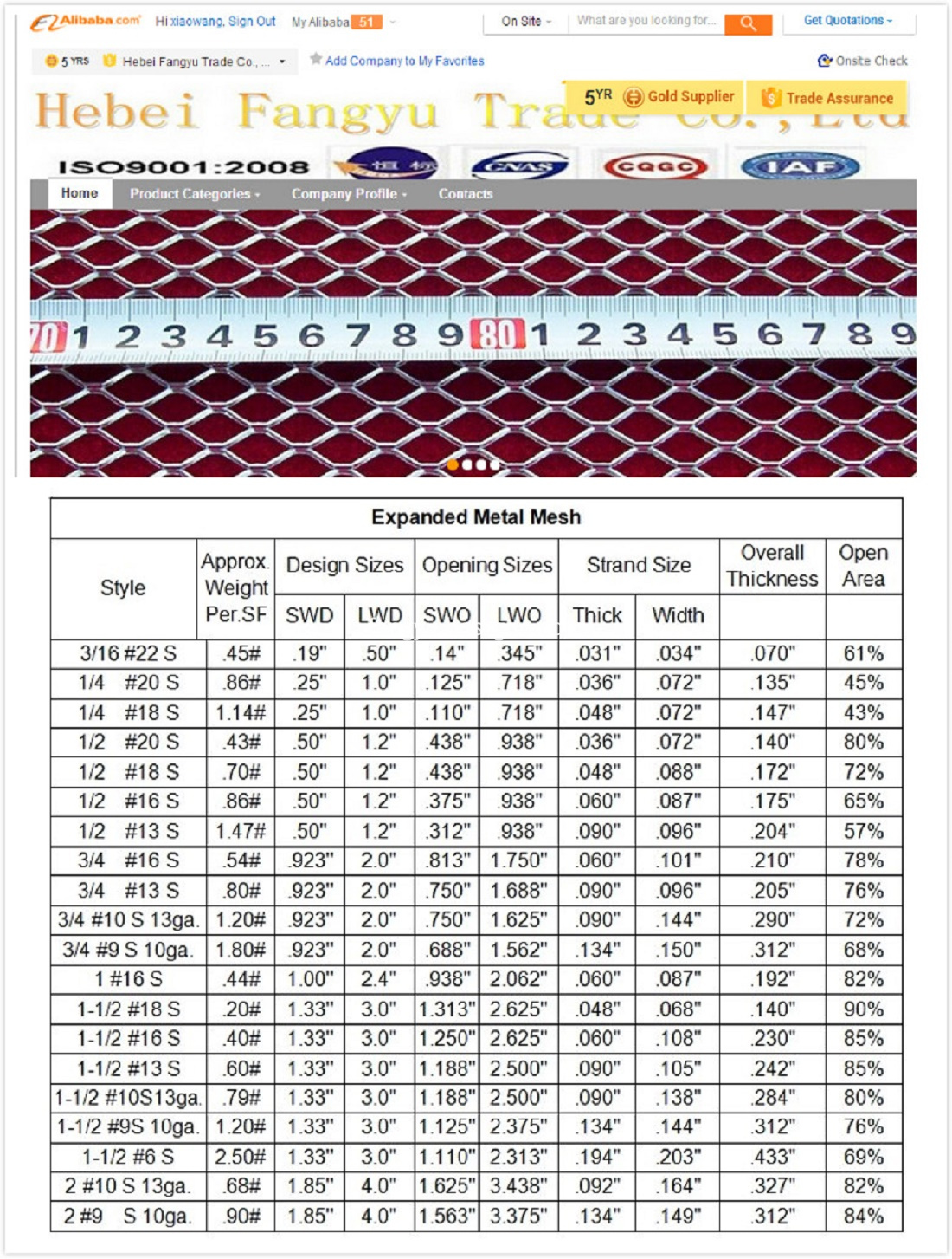 Streckmetall-Spezifikation Expanded Metal Mesh specification
