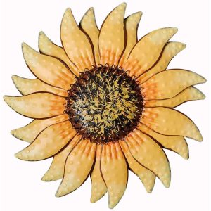 Seni dinding bunga matahari 13 inci logam